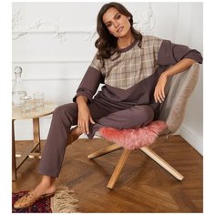 Удобные домашние брючки из хлопковой ткани, Laete, размер XS,цвет коричневый