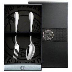 Набор столовый посеребренный (ложка, вилка) в футляре Кольчугинский мельхиор