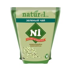 N1 комкующийся древесный (гималайский кедр) наполнитель naturel зеленый чай на 4,5 л, 1,750 кг (2 шт)