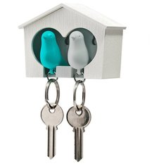 Держатель для ключей Qualy Sparrow двойной, белый-голубой (QL10124-WH-WH-BU)