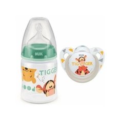 Набор NUK Disney Винни бутылочка (бирюзовый) + пустышка силикон 0+