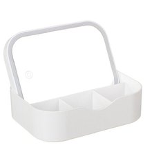 Зеркало настольное с LED-подсветкой, 4хААА, USB-провод, пластик, стекло, 18,5х13,8х5см, цвет БЕЛЫЙ, 347-091 Юниlook