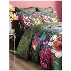 Постельное белье Karna сатин печатный "ROZENA" Eвро