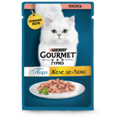 Влажный корм для кошек Gourmet Перл Желе де-люкс, с лососем 10 шт. х 75 г (кусочки в желе)