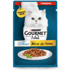 Влажный корм для кошек Gourmet Перл Желе де-люкс, с говядиной 2 шт. х 75 г (кусочки в желе)
