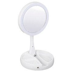 Зеркало с LED-подсветкой, белая рама, диаметр 15,5 см Юниlook