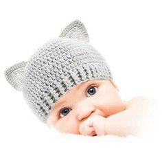 Шапочка для детей и новорожденных от 0 до 3 лет "Котик" (набор для вязания) Викидс