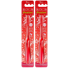 Зубная щетка R.O.C.S. Junior для детей от 6 до 12 лет, красная, мягкая, 2 штуки