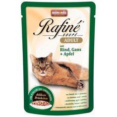 Влажный корм для кошек Animonda Rafine, с говядиной, с гусем, С яблоком 10 шт. х 100 г (кусочки в соусе)
