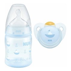 Набор NUK бутылочка Кораблик 150 мл + пустышка Кораблик латекс 0+