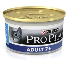 Влажный корм для пожилых кошек Pro Plan 7+, беззерновой, профилактика зубного камня, с тунцом 2 шт. х 85 г (мусс)