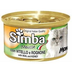 Влажный корм для кошек Simba с телятиной, с почками 10 шт. х 85 г (мусс)