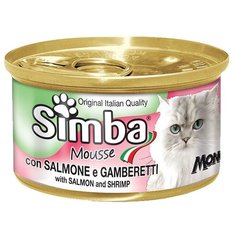 Влажный корм для кошек Simba с лососем, с креветками 18 шт. х 85 г (мусс)