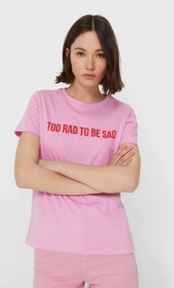 Stradivarius Футболка С Принтом Ярко-Розовый Xs