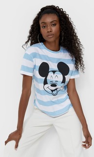 Stradivarius Футболка В Полоску С Принтом «Микки Маус» Белый S