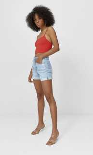 Stradivarius Укороченный Бесшовный Топ На Бретелях Красный Xl