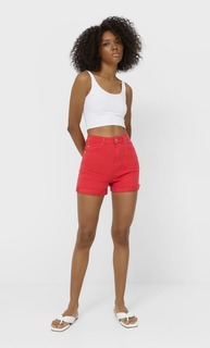 Stradivarius Шорты Mom Fit Облегающего Кроя Красный 38