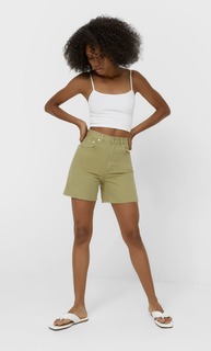 Stradivarius Длинные Шорты Зеленый 32