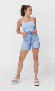 Stradivarius Укороченный Бесшовный Топ На Бретелях Небесно-Голубой Xs