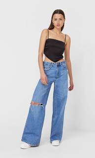 Stradivarius Топ-Шарф Из Сатина Черный M