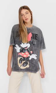 Stradivarius Футболка С Принтом «Минни» Темно-Серый M