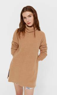 Stradivarius Свитер С Высоким Воротником, Из Хлопка С Начесом Бежевый M