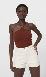 Stradivarius Шорты Mom Fit Облегающего Кроя Ванильный 34