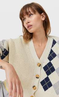 Stradivarius Кардиган С Узором «Ромбы» Цвет Небеленого Полотна Xl