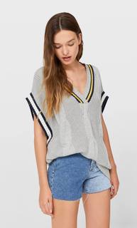 Stradivarius Жилет В Стиле Колледж Пестро-Серый S