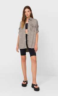 Stradivarius Куртка Рубашечного Кроя В Клетку Бежевый L