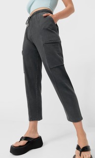 Stradivarius Укороченные Джоггеры С Эффектом Потертости Черный S