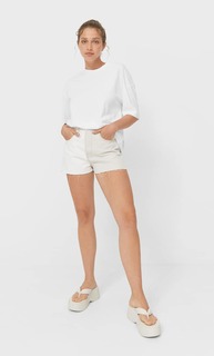 Stradivarius Футболка Оверсайз Белый S