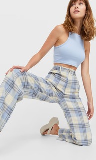 Stradivarius Широкие Брюки В Клетку Ванильный 44