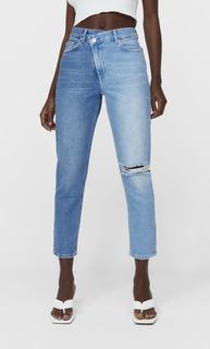 Stradivarius Комбинированные Джинсы Mom Fit Светлый Деним 40