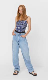 Stradivarius Топ-Шарф Из Сатина Морской Темно-Синий S