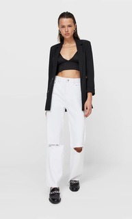 Stradivarius Двубортный Пиджак Без Застежки Черный Xs
