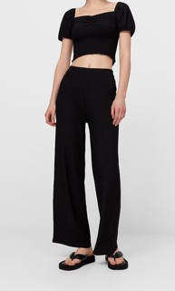Stradivarius Брюки Палаццо Черный L
