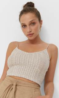 Stradivarius Трикотажный Топ С Узором «Косы» Цвет Камня Xl