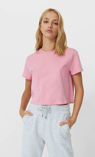 Stradivarius Базовый Укороченный Топ С Короткими Рукавами Ярко-Розовый Xl