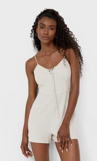 Stradivarius Короткий Комбинезон На Бретелях Цвет Камня Xs