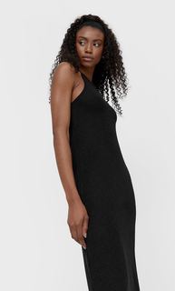Stradivarius Трикотажное Платье С Горловиной Халтер Черный S