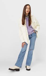 Stradivarius Вельветовая Плотная Рубашка Цвет Небеленого Полотна Xl