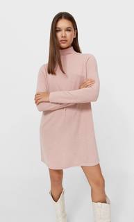 Stradivarius Короткое Платье Из Мягкой Ткани Приглушенно-Розовый Xl