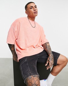 Оранжевая махровая oversized-футболка ASOS DESIGN-Оранжевый цвет