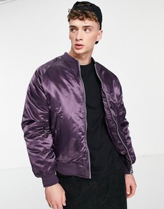 Утепленная куртка-бомбер блестящего фиолетового цвета в стиле oversized с карманом MA1 на рукаве ASOS DESIGN-Фиолетовый цвет