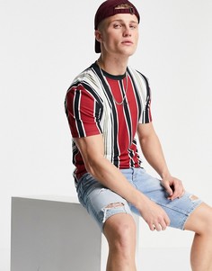 Темно-красная футболка в полоску River Island-Красный