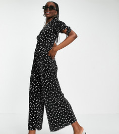 Комбинезон с запахом, сборками и однотонным принтом в горошек ASOS DESIGN Tall-Многоцветный
