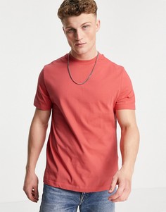 Футболка из органического хлопка кораллового цвета с круглым вырезом ASOS DESIGN-Розовый цвет