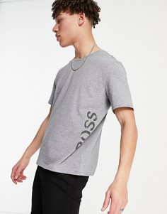 Серая футболка с логотипом сбоку BOSS Identity-Серый