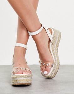 Белые сандалии-эспадрильи на платформе с каблуком River Island-Белый